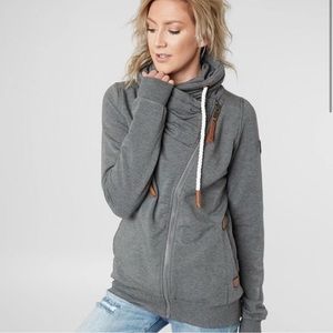 Wanakome Athena Side Zip Hoodie in Dark Heather Gray Women’s Size Large